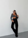 Kadın Yüksek Bel Wide Leg Jean Pantolon Düz Kesim Bol Paça Denim