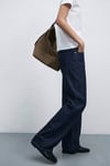 Kadın Yüksek Bel Wide Leg Jean Pantolon Bol Paça Jean Pantolon