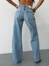 Kadın Yüksek Bel Wide Leg Jean Pantolon Bol Paça Düz Kesim Denim