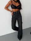 Kadın Yüksek Bel Wide Leg Jean Pantolon Bol Paça Düz Kesim Denim