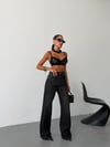 Kadın Yüksek Bel Wide Leg Jean Pantolon Bol Paça Düz Kesim Denim