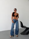Kadın Yüksek Bel Wide Leg Jean Pantolon Bol Paça Düz Kesim Denim