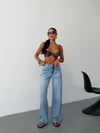 Kadın Yüksek Bel Wide Leg Jean Pantolon Bol Paça Düz Kesim Denim