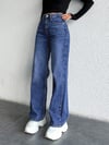 Kadın Yüksek Bel Wide Leg Jean Pantolon Düz Bol Paça Kot Pantolon