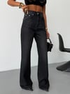 Kadın Yüksek Bel Wide Leg Jean Pantolon Bol Paça Düz Kesim Denim