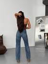Kadın Yüksek Bel Wide Leg Jean Pantolon – %100 Pamuk Vintage Yıkamalı Denim