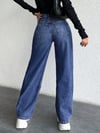 Kadın Yüksek Bel Wide Leg Jean Pantolon Düz Bol Paça Kot Pantolon
