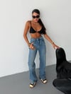Kadın Yüksek Bel Wide Leg Jean Pantolon Düz Kesim Bol Paça Denim