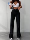 Kadın Yüksek Bel Wide Leg Jean Pantolon Düz Bol Paça Kot Pantolon