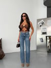 Kadın Yüksek Bel Wide Leg Jean Pantolon – %100 Pamuk Vintage Yıkamalı Denim