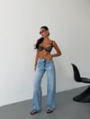 Kadın Yüksek Bel Wide Leg Jean Pantolon Bol Paça Düz Kesim Denim