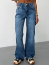 Kadın Yüksek Bel Wide Leg Jean Pantolon Bol Paça Düz Kesim Denim