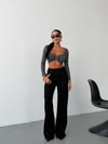 Kadın Yüksek Bel Wide Leg Jean Pantolon Düz Kesim Bol Paça Denim