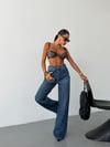 Kadın Yüksek Bel Wide Leg Jean Pantolon Bol Paça Düz Kesim Denim