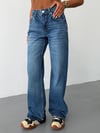 Kadın Yüksek Bel Wide Leg Jean Pantolon Bol Paça Düz Kesim Denim
