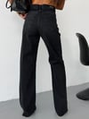 Kadın Yüksek Bel Wide Leg Jean Pantolon Düz Kesim Bol Paça Denim