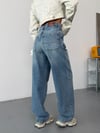 Kadın Yüksek Bel Yan Cepli Baggy Wide Leg Bol Paça Jean Pantolon