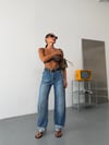 Kadın Yüksek Bel Yan Cepli Duble Paça Wide Leg Baggy Jean Pantolon