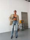 Kadın Yüksek Bel Yıkamalı Straight Wide Leg Düz Kesim Jean Pantolon