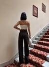 Kadın Yüksek Bel Yılan Desenli Geniş Paça Jean Pantolon %100 polyester