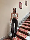 Kadın Yüksek Bel Yılan Desenli Geniş Paça Jean Pantolon %100 polyester
