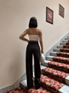 Kadın Yüksek Bel Yılan Desenli Geniş Paça Jean Pantolon %100 polyester