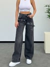 Kadın Yüksek Bel Yıpratmalı Salaş Denim Pantolon
