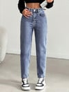 Kadın Yüksel Bel Mom Jean  Pantolon %100 cotton Esneme yok