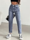 Kadın Yüksel Bel Mom Jean  Pantolon %100 cotton Esneme yok