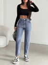 Kadın Yüksel Bel Mom Jean  Pantolon %100 cotton Esneme yok