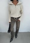 Koyu Gri Straight Fit Denim Pantolon