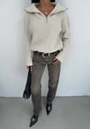 Koyu Gri Straight Fit Denim Pantolon