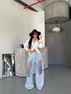l Wide Leg Jean Pantolon Transparan Detaylı Bol Paça Denim