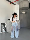 l Wide Leg Jean Pantolon Transparan Detaylı Bol Paça Denim