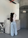 l Wide Leg Jean Pantolon Transparan Detaylı Bol Paça Denim