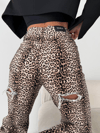 Leopar Desenli Yüksek Bel Bol Paça Pantolon