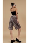 Leopar Desenli Yüksek Bel Denim Şort