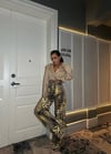Leopar Desenli Yüksek Bel Geniş Paça Pantolon