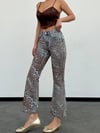 Leopar Desenli Yüksek Bel Kısa Paça Flare (İspanyol) Jean Pantolon