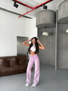 Lila Jean Pantolon, Geniş Paça Kot Pantolon, %100 Pamuk Denim, Yüksek Bel Jean, Kadın Wide Leg Pantolon.
