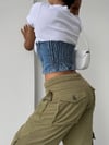 Mavi Denim Büstiyer Crop Top Fermuarlı Korsaj Form Kadın Üst