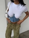 Mavi Denim Büstiyer Crop Top Fermuarlı Korsaj Form Kadın Üst