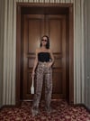 Metalik Yılan Derisi (Snake Print) Yüksek Bel Bol Paça Pantolon