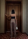 Metalik Yılan Derisi (Snake Print) Yüksek Bel Bol Paça Pantolon