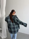 Oversize Ekoseli Dokuma Gömlek – Mavi / Siyah