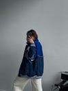 Oversize Parçalı Tasarım Denim & Fleece Bomber Ceket