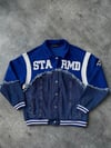 Oversize Parçalı Tasarım Denim & Fleece Bomber Ceket