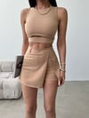 Pencere Detaylı Bralet Üst ve Mini Şort Etek Takım