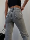 Retro Tasarım İki Renk Tonlu Yırtmaçlı Paça Pamuklu Kot Pantolon