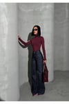 Sim Detaylı Koyu Denim Palazzo Pantolon